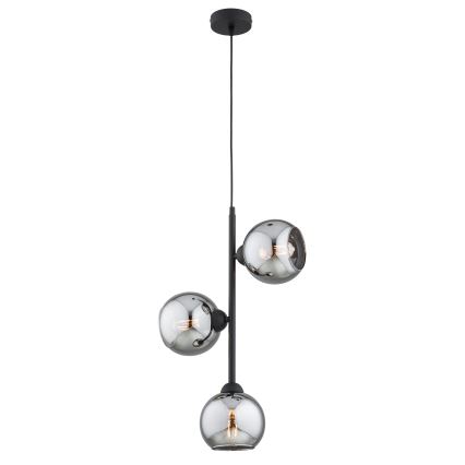 Brilagi - Hanglamp met snoer DIOR 3xE27/60W/230V zwart/rookgrijs