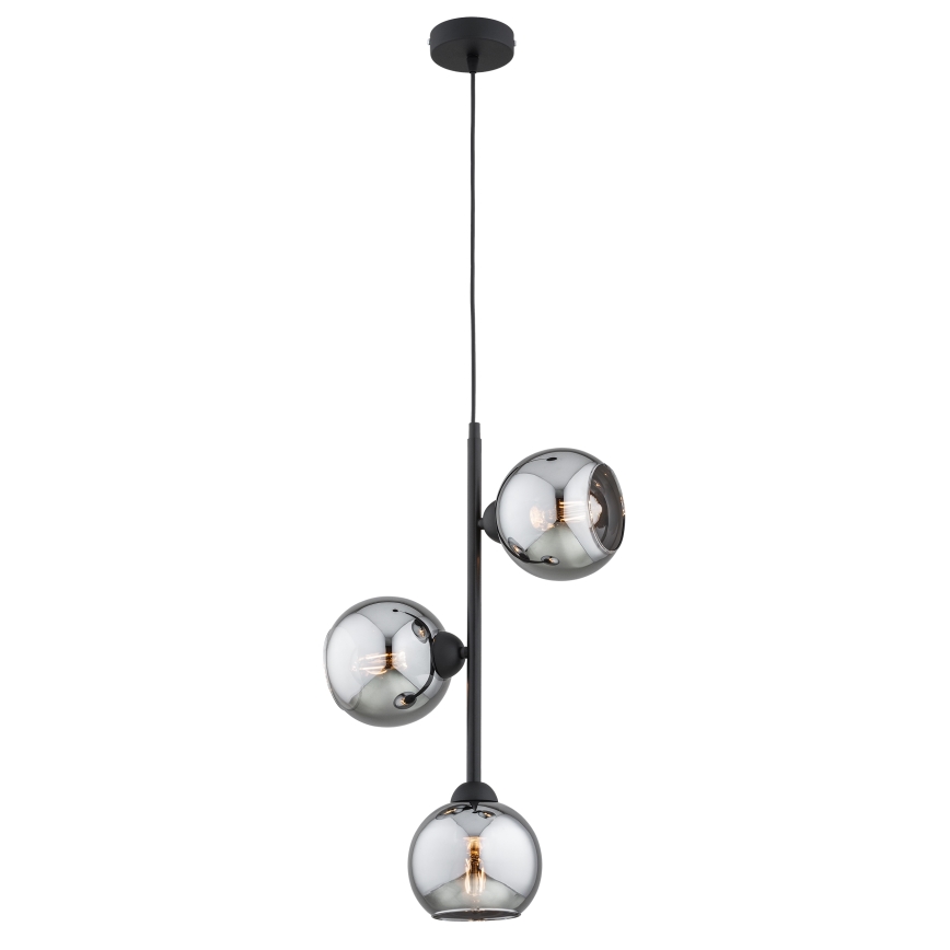 Brilagi - Hanglamp met snoer DIOR 3xE27/60W/230V zwart/rookgrijs