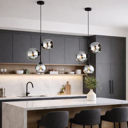 Brilagi - Hanglamp met snoer DIOR 3xE27/60W/230V zwart/rookgrijs