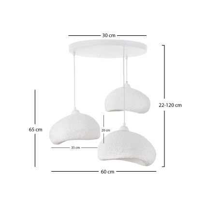 Brilagi - Hanglamp met snoer WABI SABI 3xE27/40W/230V Ø 60 cm wit