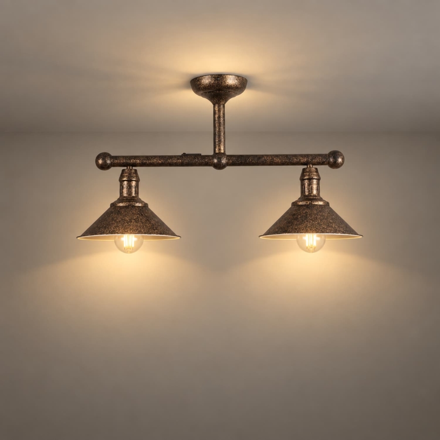 BRILAGI - Hanglamp met stang FORGE 2xE27/60W/230V koper/patina