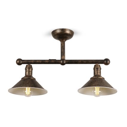 BRILAGI - Hanglamp met stang FORGE 2xE27/60W/230V koper/patina
