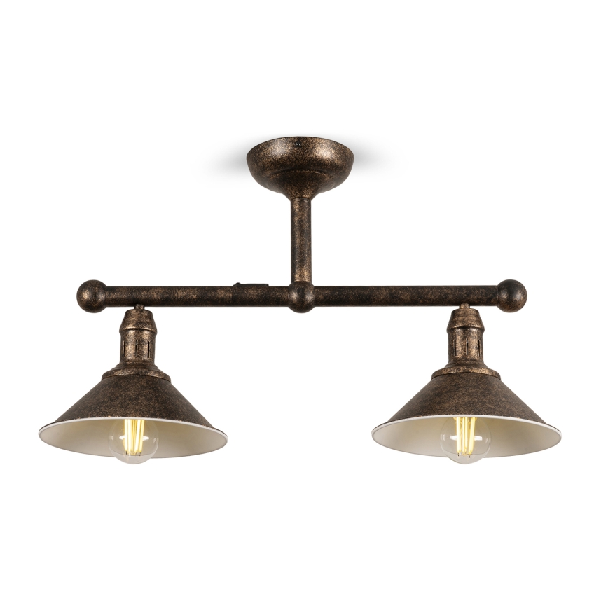 BRILAGI - Hanglamp met stang FORGE 2xE27/60W/230V koper/patina
