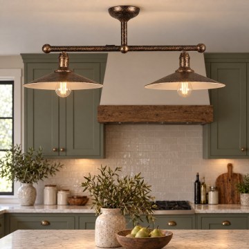 BRILAGI - Hanglamp met stang FORGE 2xE27/60W/230V koper/patina