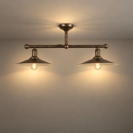 BRILAGI - Hanglamp met stang FORGE 2xE27/60W/230V koper/patina