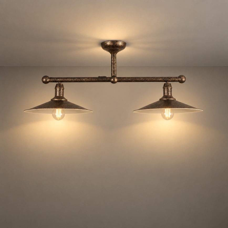 BRILAGI - Hanglamp met stang FORGE 2xE27/60W/230V koper/patina