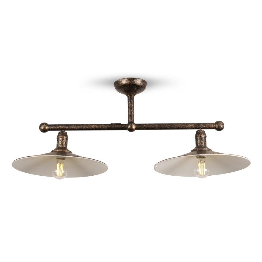 BRILAGI - Hanglamp met stang FORGE 2xE27/60W/230V koper/patina