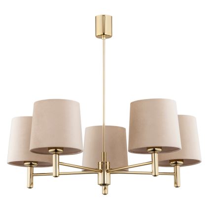 Brilagi - Hanglamp met stang MONTE 5xE27/15W/230V beige/goud