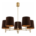 Brilagi - Hanglamp met stang MONTE 5xE27/15W/230V bruin/goud