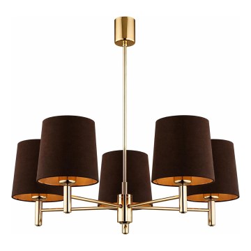 Brilagi - Hanglamp met stang MONTE 5xE27/15W/230V bruin/goud