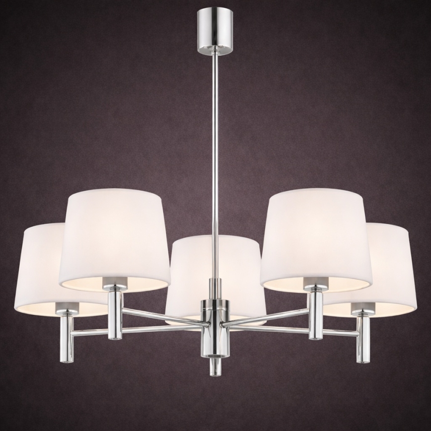 Brilagi - Hanglamp met stang MONTE 5xE27/15W/230V crème/glanzend chroom