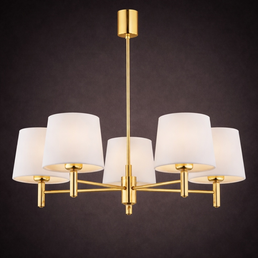 Brilagi - Hanglamp met stang MONTE 5xE27/15W/230V crème/goud