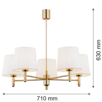Brilagi - Hanglamp met stang MONTE 5xE27/15W/230V crème/goud