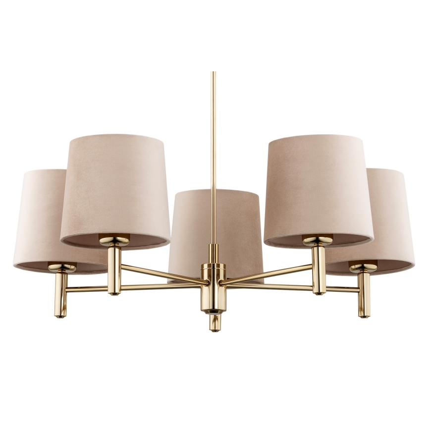 Brilagi - Hanglamp met stang MONTE 5xE27/60W/230V beige/goud
