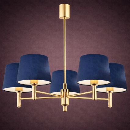 Brilagi - Hanglamp met stang MONTE 5xE27/60W/230V blauw/goud
