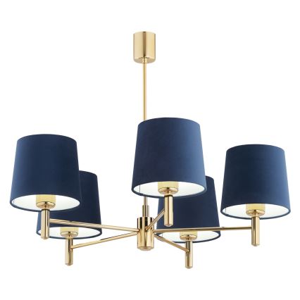 Brilagi - Hanglamp met stang MONTE 5xE27/60W/230V blauw/goud