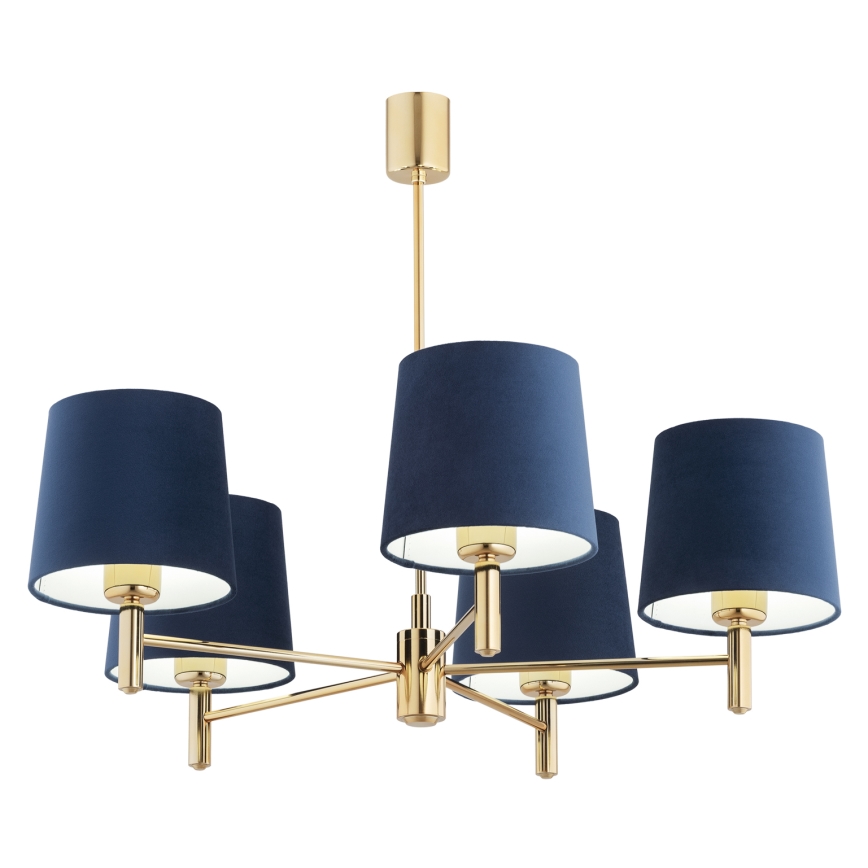 Brilagi - Hanglamp met stang MONTE 5xE27/60W/230V blauw/goud