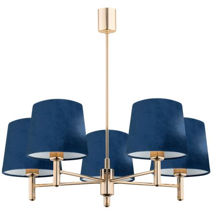 Brilagi - Hanglamp met stang MONTE 5xE27/60W/230V blauw/goud