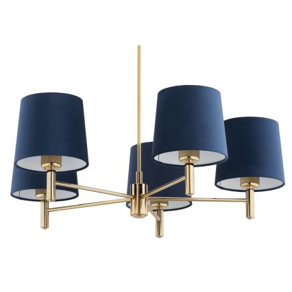 Brilagi - Hanglamp met stang MONTE 5xE27/60W/230V blauw/goud