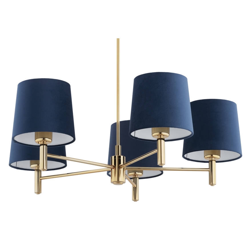 Brilagi - Hanglamp met stang MONTE 5xE27/60W/230V blauw/goud