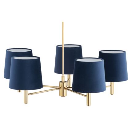 Brilagi - Hanglamp met stang MONTE 5xE27/60W/230V blauw/goud