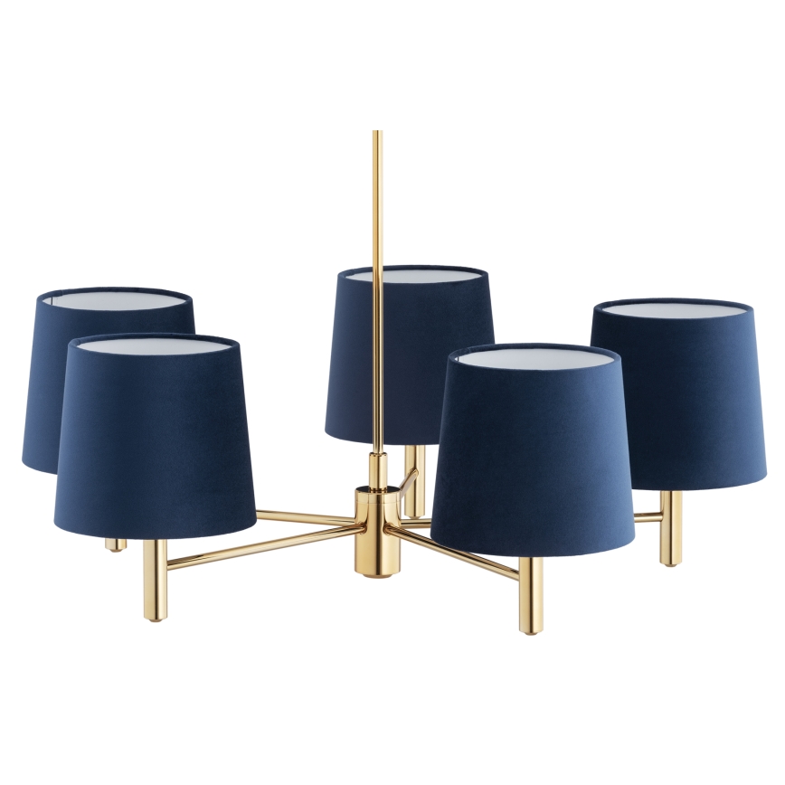 Brilagi - Hanglamp met stang MONTE 5xE27/60W/230V blauw/goud