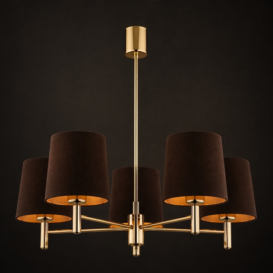 Brilagi - Hanglamp met stang MONTE 5xE27/60W/230V bruin/goud