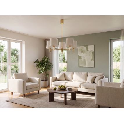 Brilagi - Hanglamp met stang MONTE 5xE27/60W/230V crème/goud