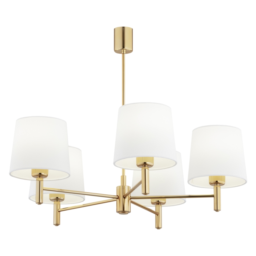 Brilagi - Hanglamp met stang MONTE 5xE27/60W/230V crème/goud