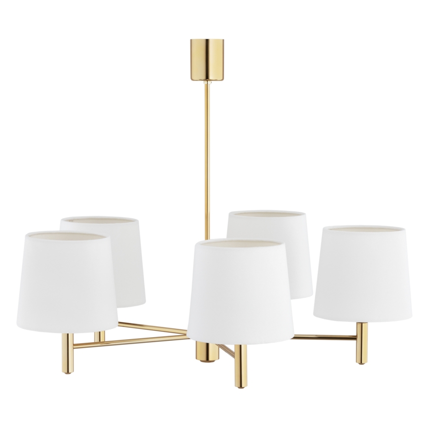 Brilagi - Hanglamp met stang MONTE 5xE27/60W/230V crème/goud