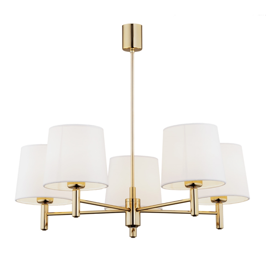 Brilagi - Hanglamp met stang MONTE 5xE27/60W/230V crème/goud