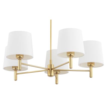 Brilagi - Hanglamp met stang MONTE 5xE27/60W/230V crème/goud