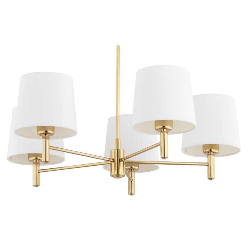 Brilagi - Hanglamp met stang MONTE 5xE27/60W/230V crème/goud