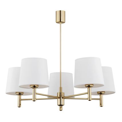 Brilagi - Hanglamp met stang MONTE 5xE27/60W/230V crème/goud