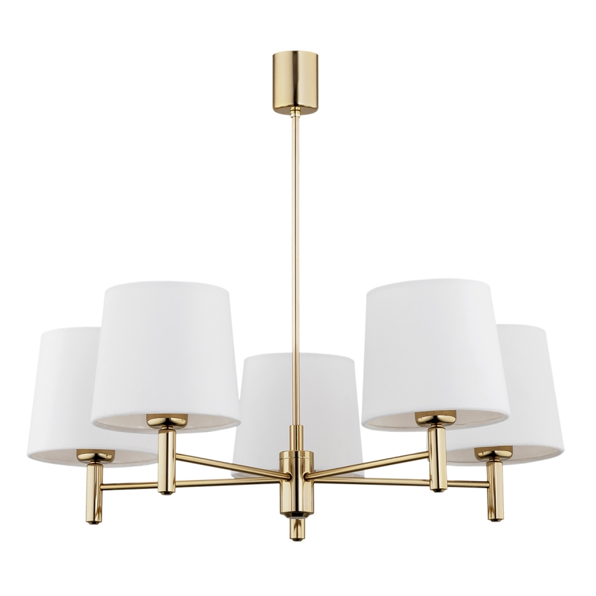 Brilagi - Hanglamp met stang MONTE 5xE27/60W/230V crème/goud
