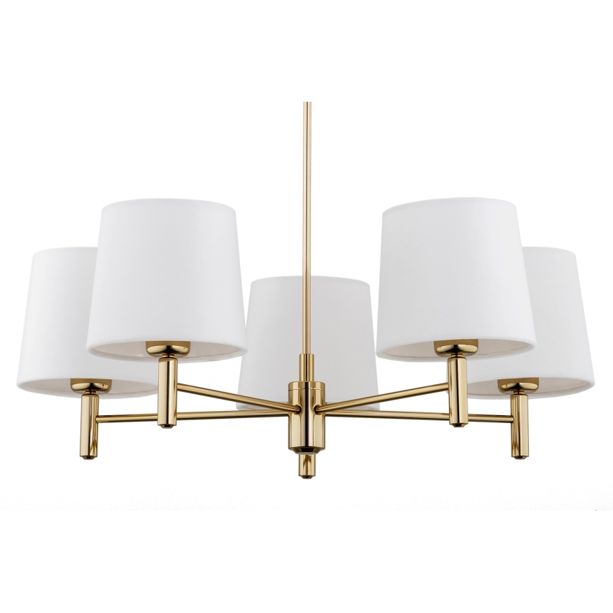 Brilagi - Hanglamp met stang MONTE 5xE27/60W/230V crème/goud