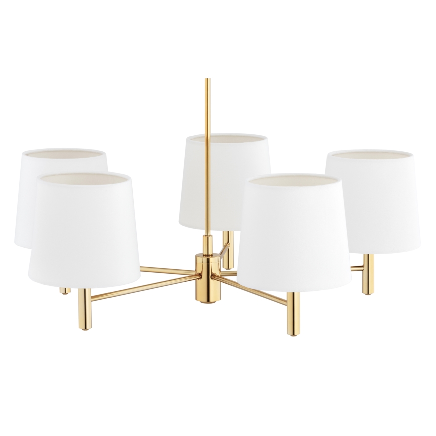 Brilagi - Hanglamp met stang MONTE 5xE27/60W/230V crème/goud