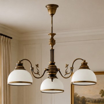 Brilagi - Hanglamp met stang TAURUS 3xE27/15W/230V Ø 70 cm brons