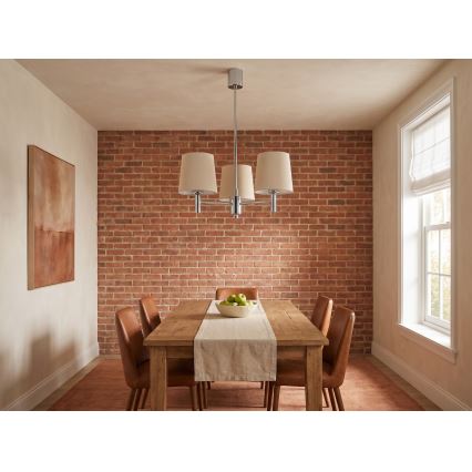 Brilagi - Hanglamp MONTE met staaf 3xE27/15W/230V beige/glanzend chroom