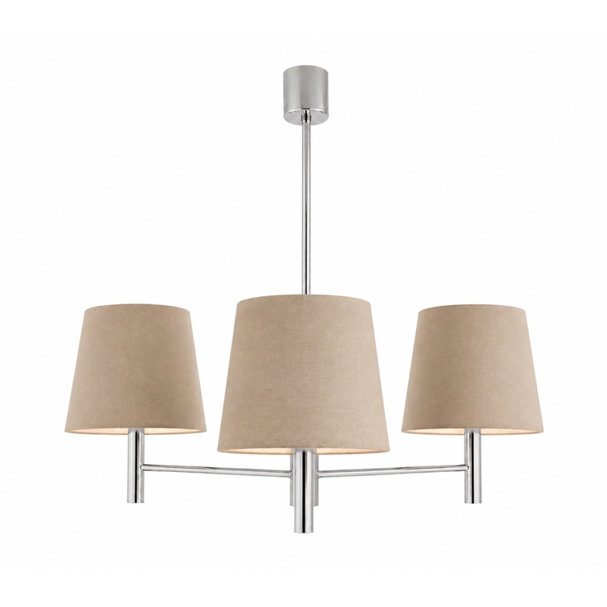 Brilagi - Hanglamp MONTE met staaf 3xE27/15W/230V beige/glanzend chroom