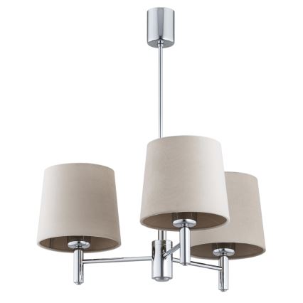 Brilagi - Hanglamp MONTE met staaf 3xE27/60W/230V beige/glanzend chroom