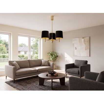 Brilagi - Hanglamp MONTE op stang 3xE27/15W/230V zwart/goud