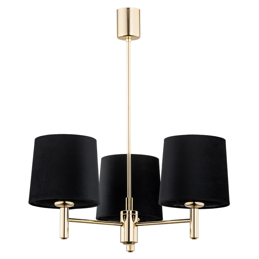 Brilagi - Hanglamp MONTE op stang 3xE27/15W/230V zwart/goud