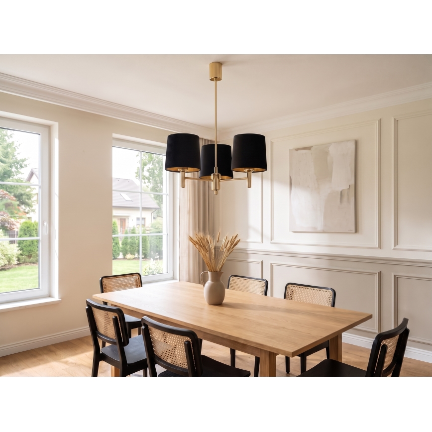 Brilagi - Hanglamp MONTE op stang 3xE27/15W/230V zwart/goud