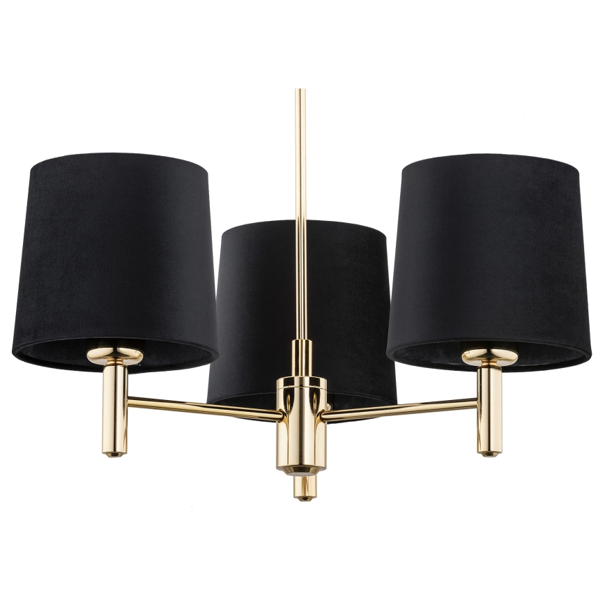 Brilagi - Hanglamp MONTE op stang 3xE27/60W/230V zwart/goud