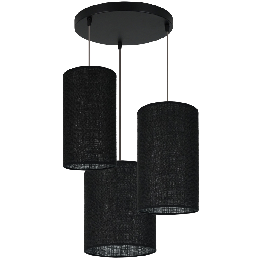 Brilagi - Hanglamp aan kabel TUBES 3xE27/15W/230V zwart