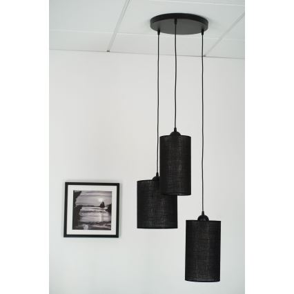Brilagi - Hanglamp aan kabel TUBES 3xE27/15W/230V zwart