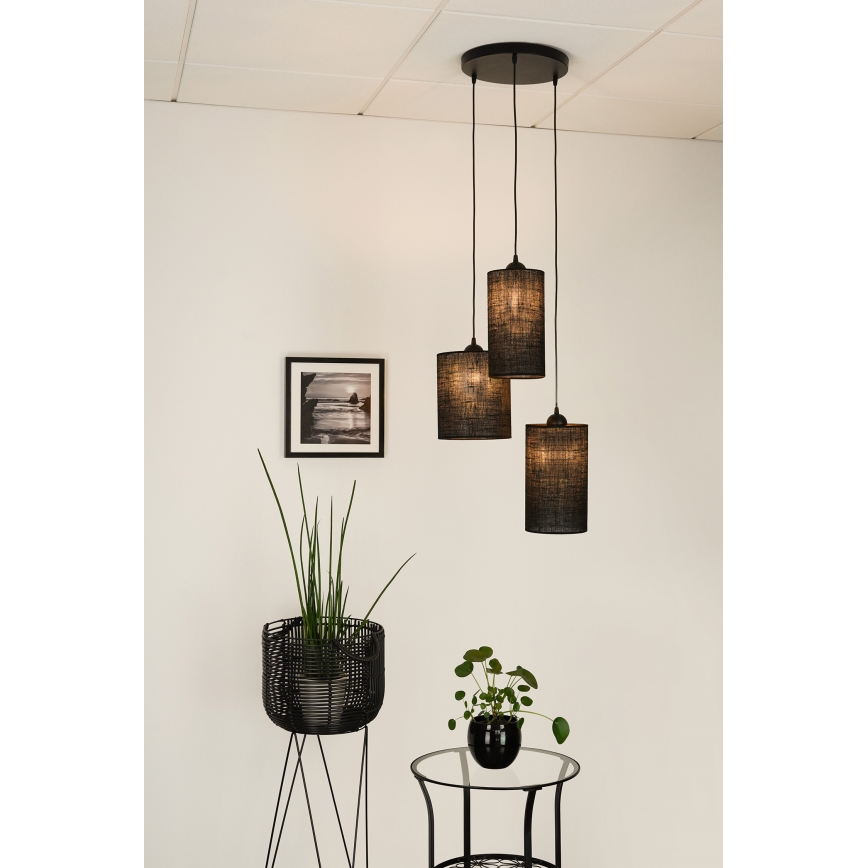 Brilagi - Hanglamp aan kabel TUBES 3xE27/15W/230V zwart
