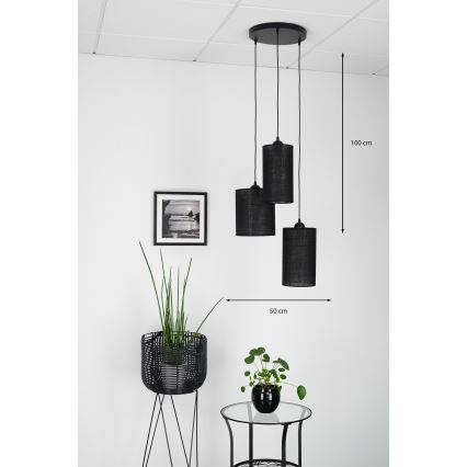 Brilagi - Hanglamp aan kabel TUBES 3xE27/15W/230V zwart