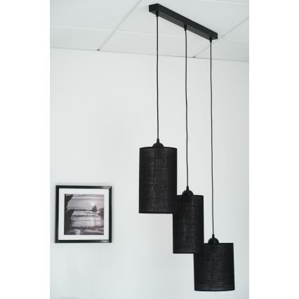 Brilagi - Hanglamp aan kabel TUBES 3xE27/15W/230V zwart